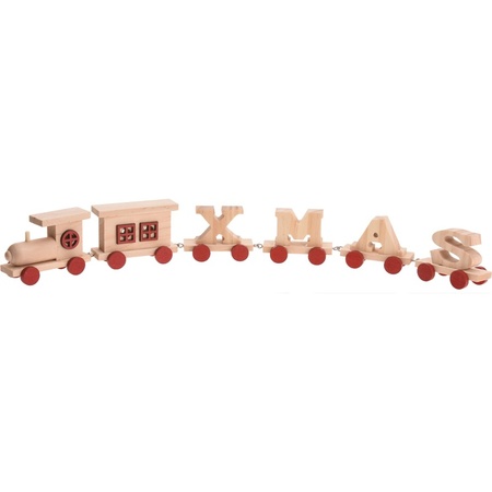 Houten Kersttrein met letter wagonnetjes XMAS 46 cm