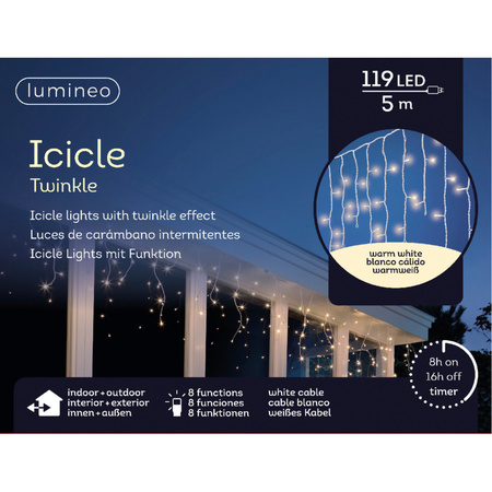 Christmas lights - LED - warm white - icicle - 119 lights - 500 cm