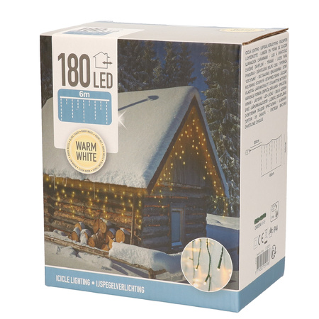 Icicle lights warm white outdoor 180 LED - 6 meters