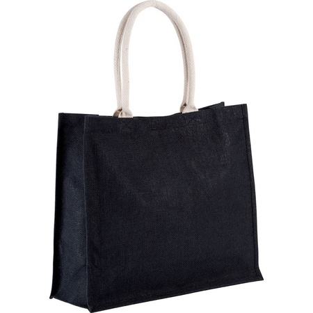 Jute black grocerybags/beachbag 42 cm