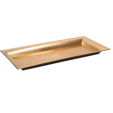 Candle charger plate/platter gold 36 cm rectangular