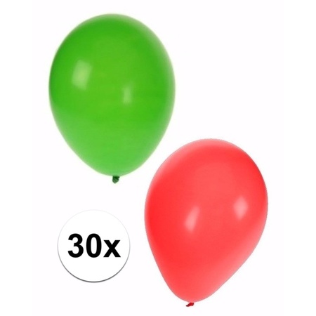 Christmas balloons 30 pieces green/red