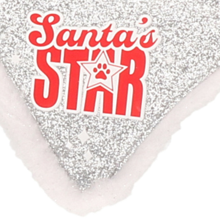 Kerst bandana/sjaaltje - voor kleine hondjes - Santa Star - 13 x 10 cm - zilver glitter
