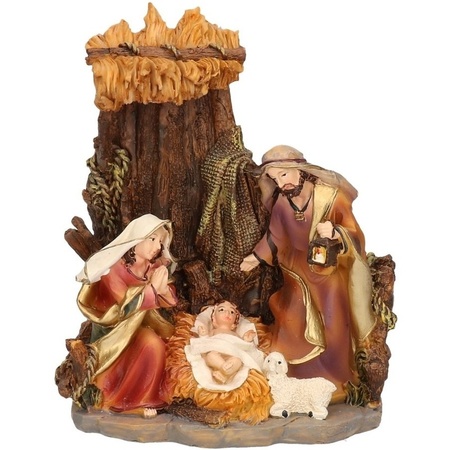 Religieus kerst beeldje van het heilige gezin 16 cm