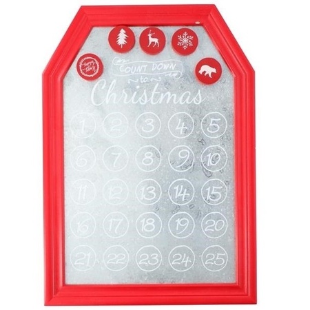 Kerst decoratie planbord / magneetbord rood 31 x 45 cm