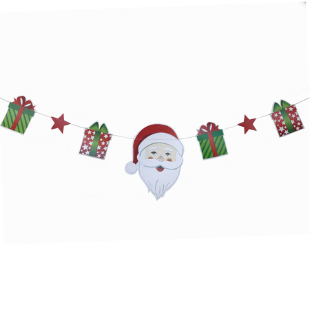 Kerst decoratie slinger met Kerstman en cadeautjes 165 cm van karton