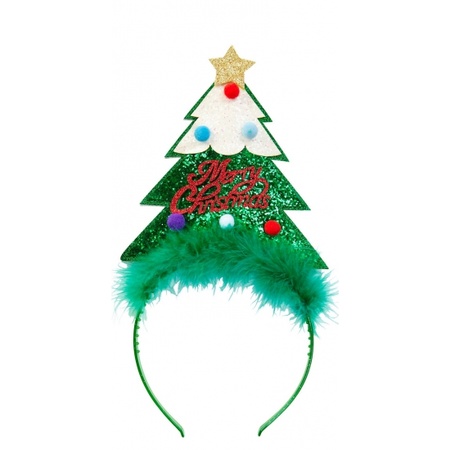 Christmas tiara with green Christmas tree