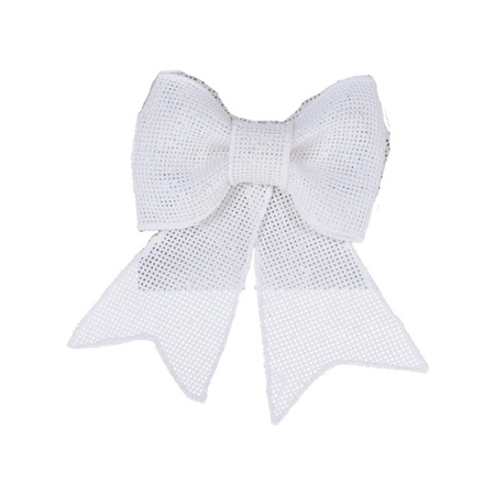 White glitter bows 2 pieces 18 cm