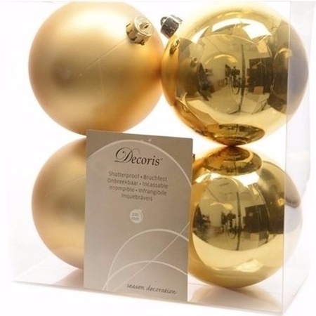 Christmas baubles gold 10 cm Ambiance Christmas 4 pieces