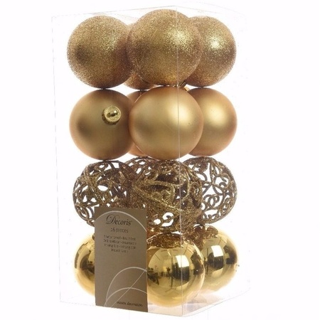 Christmas baubles gold 6 cm Ambiance Christmas 16 pieces