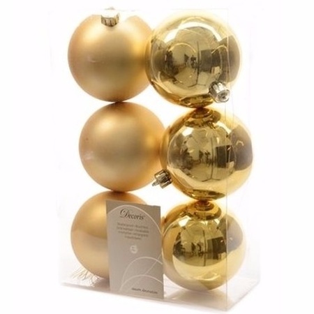 Christmas baubles gold 6 cm Ambiance Christmas 6 pieces