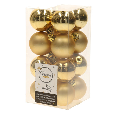 Christmas baubles gold mix 4 cm Ambiance Christmas 16 pieces