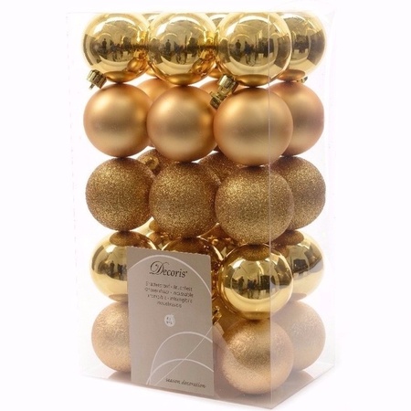 Christmas baubles gold mix 6 cm Ambiance Christmas 30 pieces