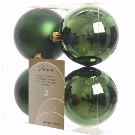 Christmas baubles green 10 cm Ambiance Christmas 4 pieces