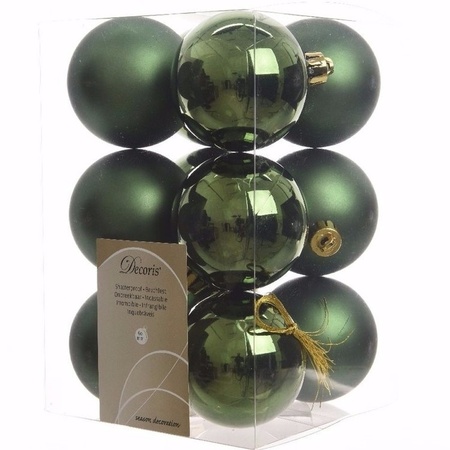 Christmas baubles green 6 cm Ambiance Christmas 12 pieces