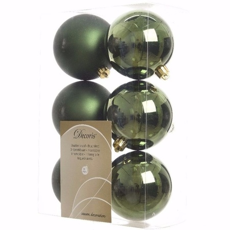 Christmas baubles green 8 cm Ambiance Christmas 6 pieces