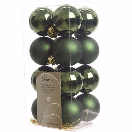 Christmas baubles green mix 4 cm Ambiance Christmas 16 pieces