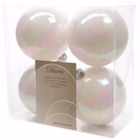 Christmas baubles pearl white 10 cm Mystic Christmas 4 pieces