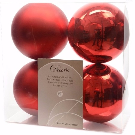 Christmas baubles red 10 cm Ambiance Christmas 4 pieces
