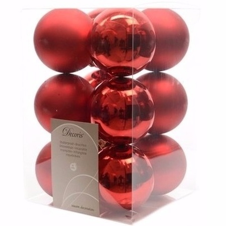 Christmas baubles red 6 cm Ambiance Christmas 12 pieces