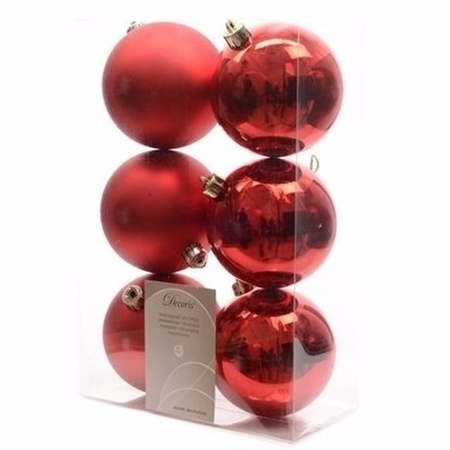 Christmas baubles red 6 cm Elegant Christmas 6 pieces