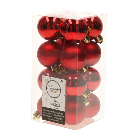 Christmas baubles red mix 4 cm Ambiance Christmas 16 pieces