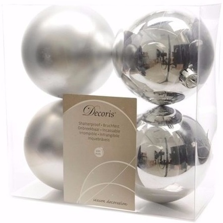 Christmas baubles silver 10 cm Christmas Silver 4 pieces
