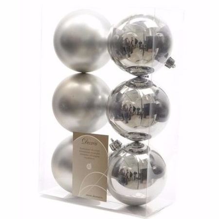 Christmas baubles silver 6 cm Christmas Silver 6 pieces