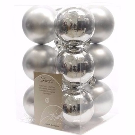 Christmas baubles silver 6 cm Elegant Christmas 12 pieces