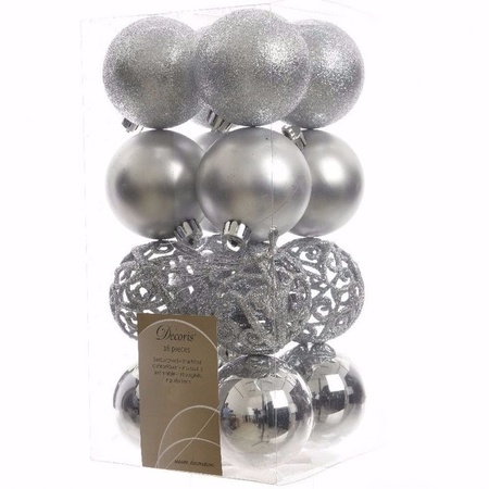 Christmas baubles silver 6 cm Elegant Christmas 16 pieces