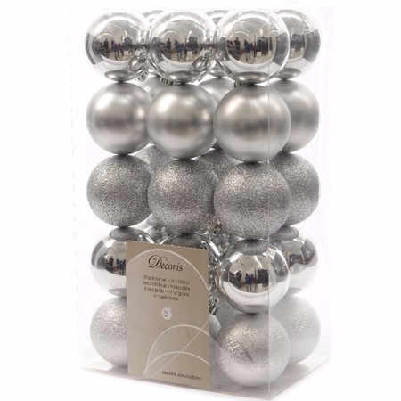 Christmas baubles silver mix 6 cm Elegant Christmas 30 pieces