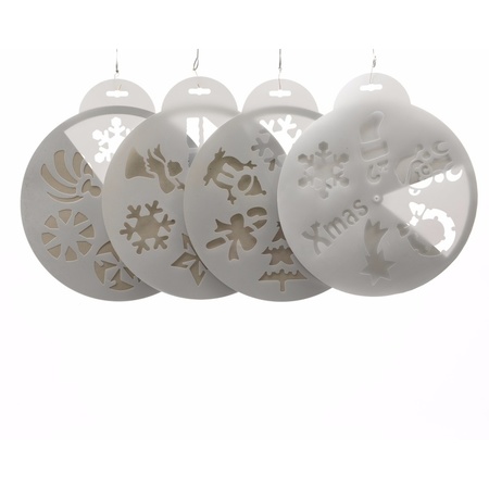 Kerst raamsjablonen/raamdecoratie - 4 stuks - 6 vormen - met sneeuwspray