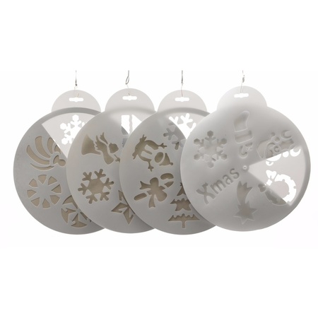 Kerst raamsjablonen/raamdecoratie - 4 stuks - 6 vormen - met sneeuwspray