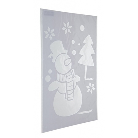 Kerst raamsjablonen/raamdecoraties - 4 stuks - met sneeuwspray - 54 cm