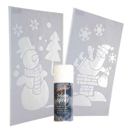 Christmas window templates snowman and santa with snowspray