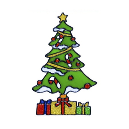 Kerst raamstickers/raamdecoratie kerstboom plaatjes 18cm