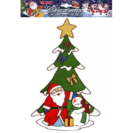 Kerst thema raamstickers set van 3x stuks van 18 tot 30 cm