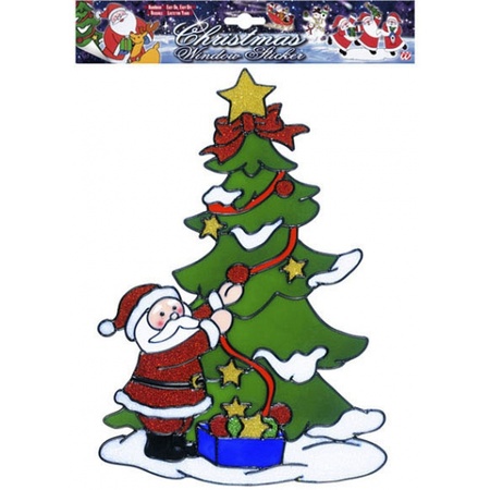 Kerst raamstickers/raamdecoratie kerstman plaatjes 30 cm