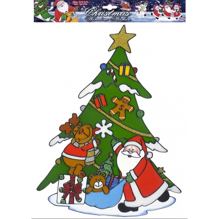 Christmas deco window stickers Santa with reindeer 40 cm