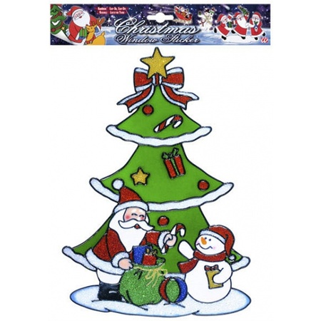 Kerst raamstickers/raamdecoratie sneeuwpop/kerstman plaatjes 