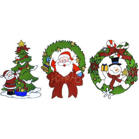 Christmas theme window stickers set of 3x