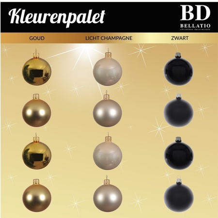 Christmas baubles 91-pcs for 150 cm tree gold/champagne/black