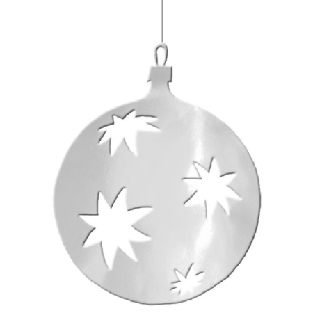 Kerstbal hangdecoratie zilver 30 cm van karton