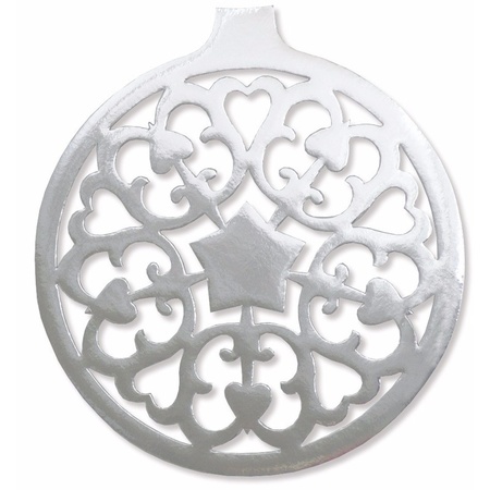Christmas bauble hanging decoration silver 32 cm made of cardboard
