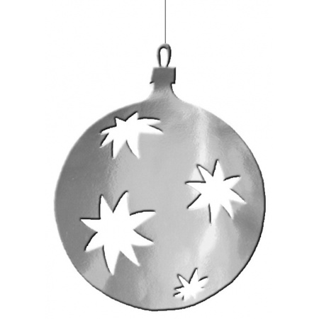 Kerstbal hangdecoratie zilver 40 cm van karton