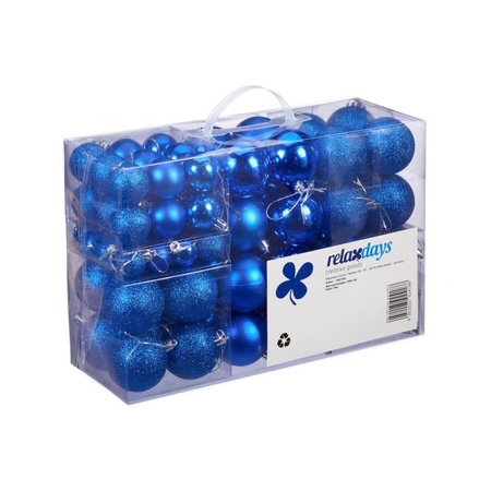 100x royal blue plastic Christmas balls 3, 4 and 6 cm glitter, matt, shiny