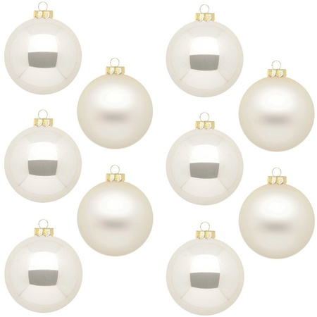 Kerstballen - 20x st - champagne - 6 cm - glas - mat/glans - kerstversiering