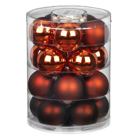 Kerstballen - 20x st - kastanje bruin - 6 cm - glas - mat/glans