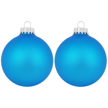 Kerstballen - 6x st - blauw - 7 cm - glas - intens blauw - kerstversiering