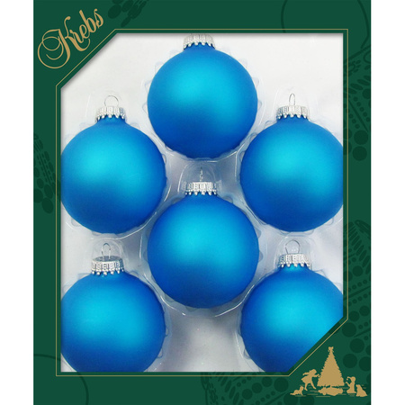 Kerstballen - 6x st - blauw - 7 cm - glas - intens blauw - kerstversiering